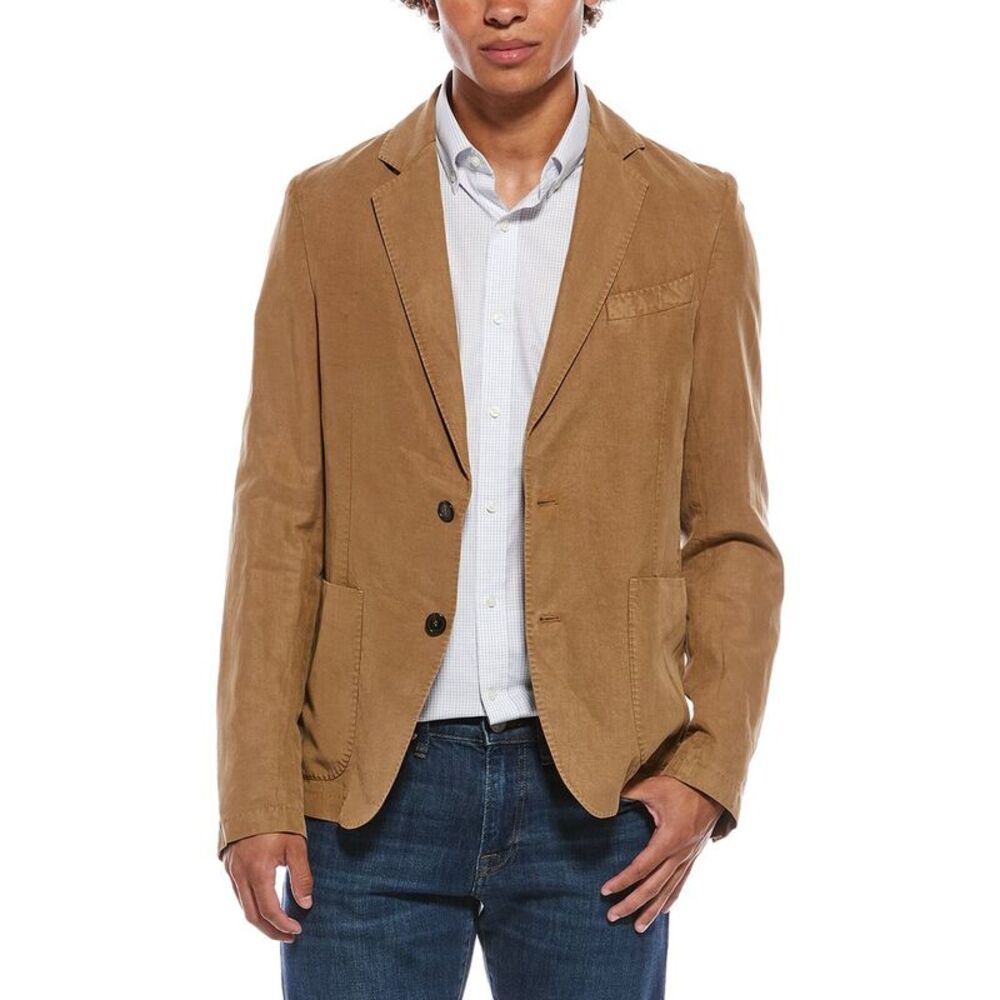 Officine Générale Mens Officine Generale Nehemiah Linen-Blend Jacket, Brown